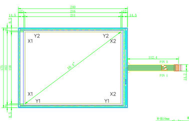 Écran tactile résistif en verre de 5 ITO de fil 10,4 pouces pour des terminaux de position/kiosque
